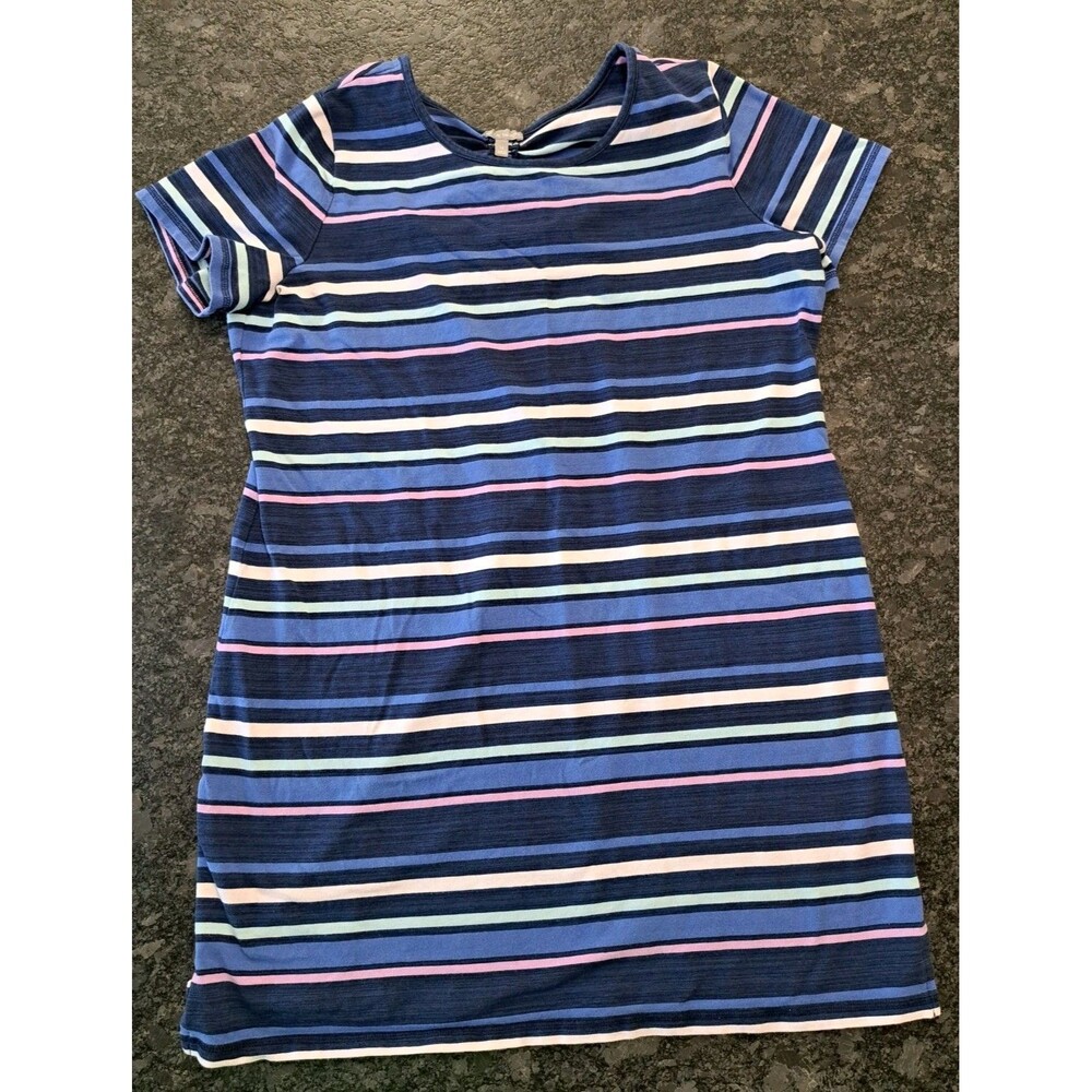 T by Talbots Blue Striped Sailor Shift Dress Cotton Blend Open Back Detail 1X